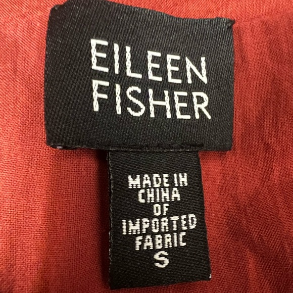 Eileen Fisher Cotton Red Orange Square Neck Sleeveless Dress Size Small - Picture 4 of 5